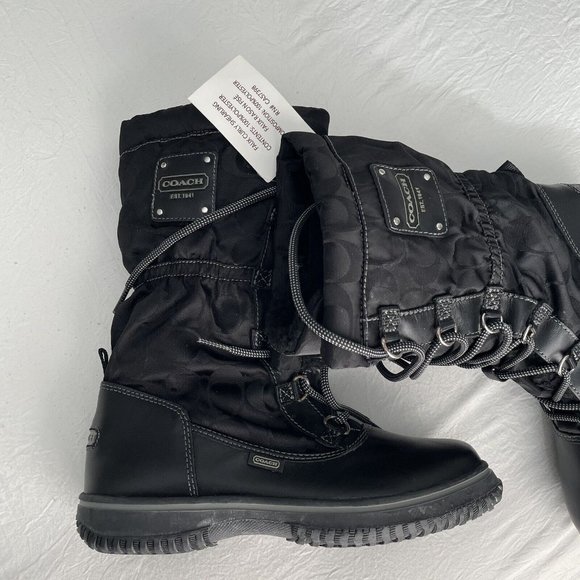 New Coach Shaine Nylon Women’s Snow / Winter Boots Size 5.5 with Coach Monogram - Picture 4 of 15